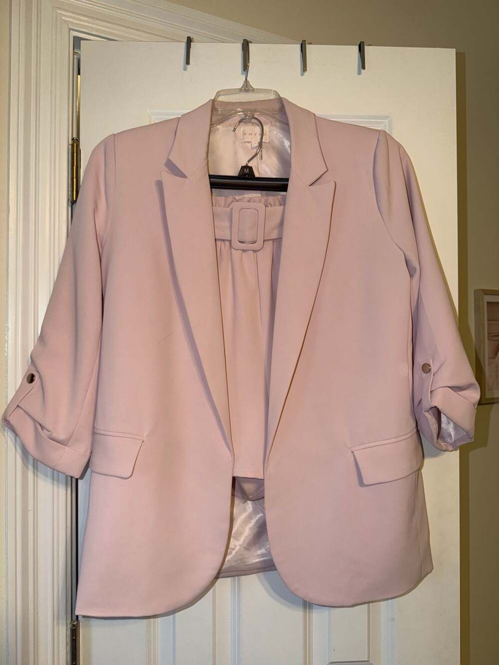 Entro Pink Blazer and Paperbag Shorts Set Size M